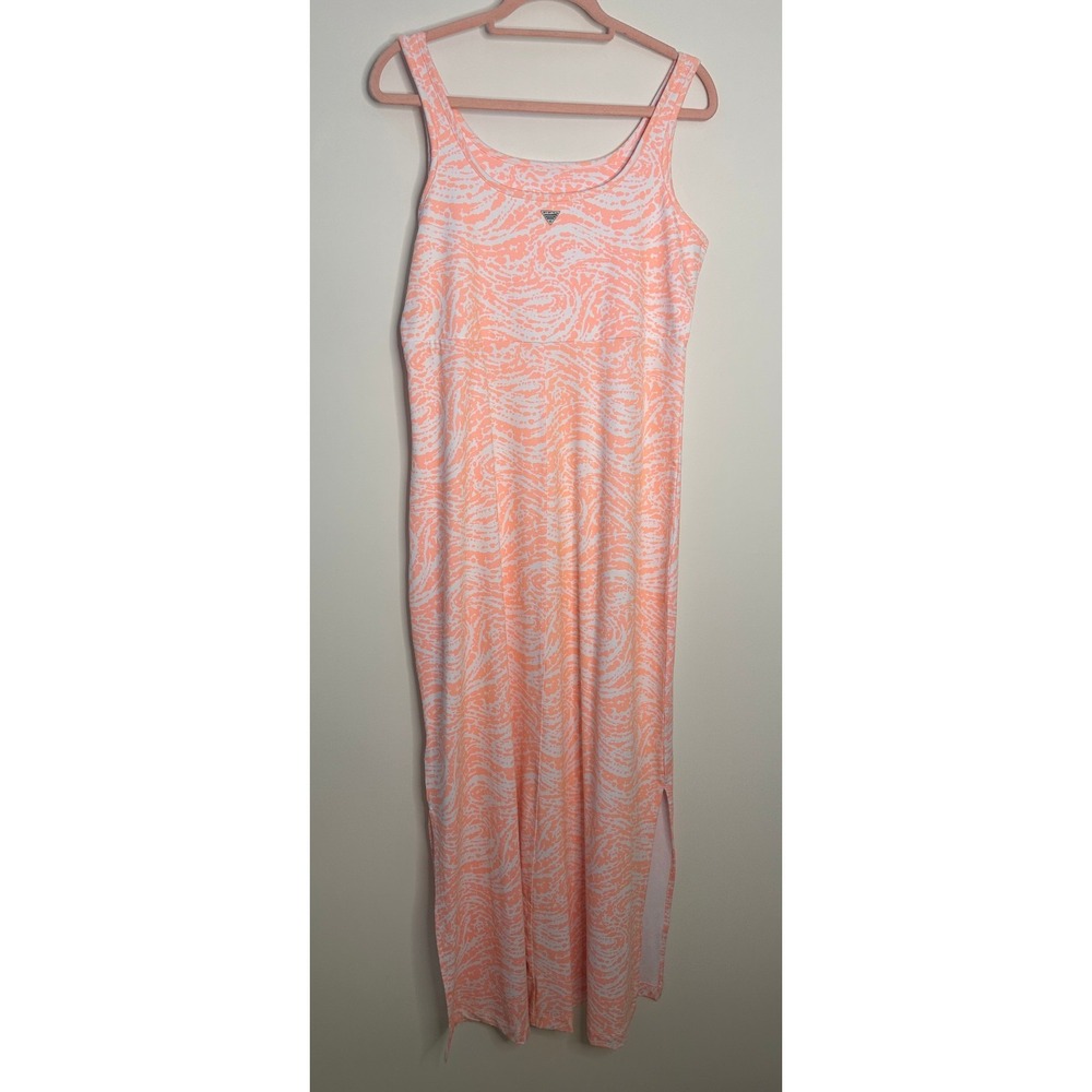Columbia PFG Freezer Maxi Dress UPF 50 Tiki Pink Swirlscape Stretch Peach Large - Picture 9 of 16